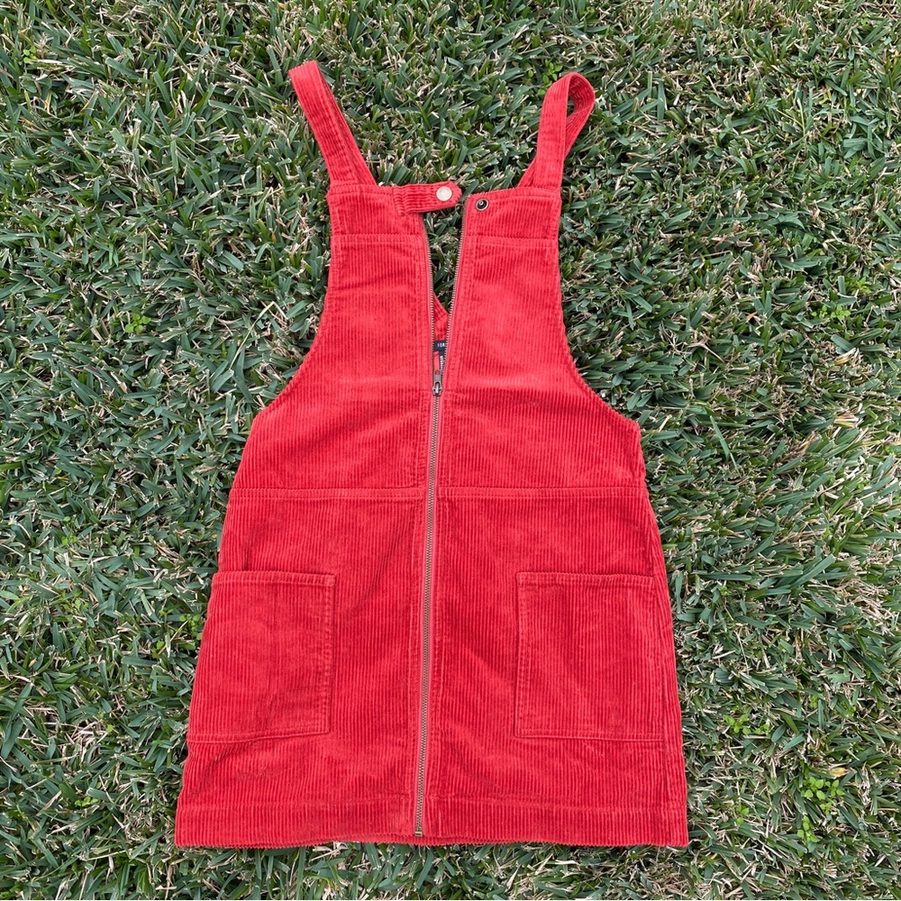 Forever 21 Orange Corduroy Overall Dress Skirt (S)
